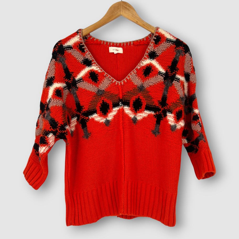 Anthropologie Fiets Voor 2 Geometric Knit Wool Blend Sweater Women’s Medium
